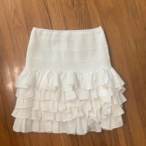white H&M smocked ruffle skirt!
